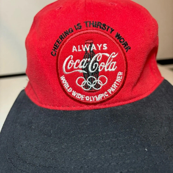 Vintage 1996 Olympics Coca Cola Cheering is Thirsty Work Made USA Snapback - Picture 6 of 8